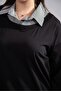 Women's Plus Size Shirt Detailed Sweatshirt Black - 5