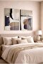 Beige and Earth Tones Geometric Abstract Set of 2 Decorative Glass Paintings - Office and Home Painting - 3