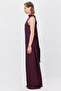 Women's Satin High Neck Maxi Evening Dress - 3