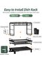 Multifunctional Dish Rack, Rustproof Black Carbon Steel 2-Tier Dish Drying Rack with Drainboard, Space-Saving, Automatic Drainage, Rotating Spout, Dishware & Silverware - 6