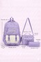 Licensed Twill Fabric Niss Model Lilac School Backpack, Thermal Lunch Bag and Pen Holder - 3