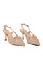 Beige Stone Embellished Women's Evening Dress Shoes - 3