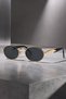 Unisex Women Oval Round Gold Black Metal Retro Uv400 Stylish Classic Sunglasses - 3