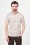 Patterned Slim Fit Crew Neck Short Sleeve Men's T-Shirt Beige - 36881.26Y
