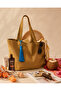 Canvas Oil Green Women's Turquoise Tassel Shoulder Bag - 2