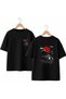 Red Dolunay Car Printed on the Back and Front Chest, 100% Cotton Oversize Loose Regular Fit Crew Neck T-Shirt