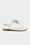 Peta Orkide Detailed Stoned Women's White Flat Sandals - 2
