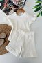 My Little One's Stoned Cotton Girls' Shorts Set - Ecru - 2
