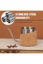 V60 Coffee Maker Gift Set, 4Pcs Dripper Brewing Kit with Stainless Steel Reusable Filter, Gooseneck Kettle, Manual Hand Grinder, Travel Mug, Portable for Camping (Brown) - 3