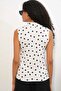 Women's White Satin Surface Polka Dot Half Turtleneck Sleeveless Blouse Hzl26S-Bd1400141 - 5