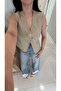 Porsy Beige Pocket Buttoned Vest