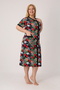 Women's Plus Size 100% Cotton Combed Fabric Buttoned Summer Dress / Black-Red 4180 - 2