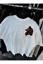 White Wolf Embroidered Oversize T-Shirt Sw-5158 - 5