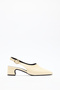 Heeled Shoes 2634 - Blunt Toe Minimal Heel Light Yellow Women's Heeled Shoes - 5
