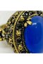 Bronze Vintage Women's Ring Authentic Copper Jewelry Blue Stone Zircon Inlaid Ottoman Model Adjustable - 2
