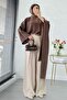 Premium Bat Sleeve Asymmetrical Modal Blouse – Brown - 7