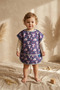 Koala Dream Liquid-Proof Baby Food Bib with Pockets - Purple Patterned Stain-Proof Wide Supplementary Food Bib 6-2 - 3