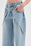Women's Palazzo Jeans with Folded Front Detail Design - 5