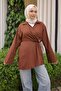 Brown Front-Tie Kimono with Bronchial Detail - 3