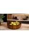 Acacia Wood Corrugated Salad Bowl, Fruit Bowl and Presentation Set 26 cm 1 Piece - 3