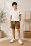 Single Striped Zippered Waffle Fabric Summer Boys' Suit - 2