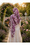 Mineşarpt Lavender Garden Series Floral Lilac Color Soft Cotton Shawl – Special Design - 3