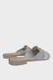 Gold Buckle Detail Straw Weave Women's Slippers Beige - 4