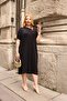 Plus Size Black Dress with Gold Accessories on the Shoulder - 5