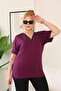 Plus Size Purple Blouse with Pearl Detail - 6