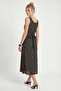 Polka Dot Patterned Summer Viscose Dress Lzh0029 Black - 6