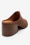 Sorex Tan Suede Genuine Leather Women's Thick Heeled Slippers - 5