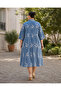 Plus Size Floral Print Shirt Collar Buttoned Capri Sleeve Above Knee Women's Dress - 4