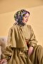 وشاح حريري من التويل باللون الأخضر - 5