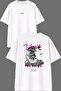 Bearded Man Design Front and Back Printed White Oversize T-Shirt