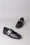 Seç 3198 Genuine Leather Women's Ballet Flats Black - 6