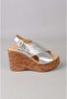 Seç 4023 genuine leather wedge heel sandal (heel height: 10 cm, platform: 3.5 cm) silver