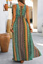 New Season Women's Strappy Deep V Chest Low-Cut Patterned Long Single Jersey Summer Dress - 4