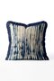 Batik Striped Fringed Throw Pillow Cover - Navy Blue Tasseled Cream Pillowcase - 2