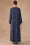 Zipper Closure Leopard Patterned Silk Cupra Robe Dark Blue 6867 - 6