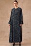 Zipper Closure Leopard Patterned Silk Cupra Robe Black 6867
