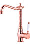 Reyhan Series Rose Gold Kitchen Sink Faucet with Porcelain Handle Retro Kitchen Tap with Swivel Spout - 2