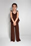 Girls' Brown Rope Straps, Ruffled Fabric, Soft, Loose Set - 5