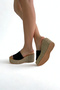 Brown Genuine Leather Wedge Heel Women's Slippers Sl339 - 7