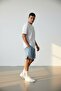 Men's Shorts Baby Blue Superior Printed Summer Shorts with Striped Legs - 3