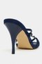 Judith Navy Blue Satin Open Toe Detailed Caged Women's Heeled Slippers - 7