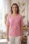 Women's Plus Size Lycra Crew Neck Stone Print Short Sleeve Mom T-Shirt Combed Cotton Blouse - 4