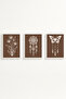 White Wooden Framed 3-Piece Mocha Moments Painting Huhu513 - Triple Painting Set White Frame