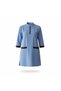 Women's Housemaid Uniform Set with Tunic Top and Matching Trousers, Quarter Sleeve, Mandarin Collar with Half Zip, Contrast Trim Pockets [BS49] (BLUE, M.) - 3