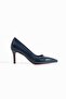 Navy Blue Wrinkled Pointed Toe Classic Women's Stiletto Shoes - 7 cm Heel - 4