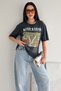 Women's Washed Printed Oversize T-Shirt Vintage Loose T-Shirt - 2